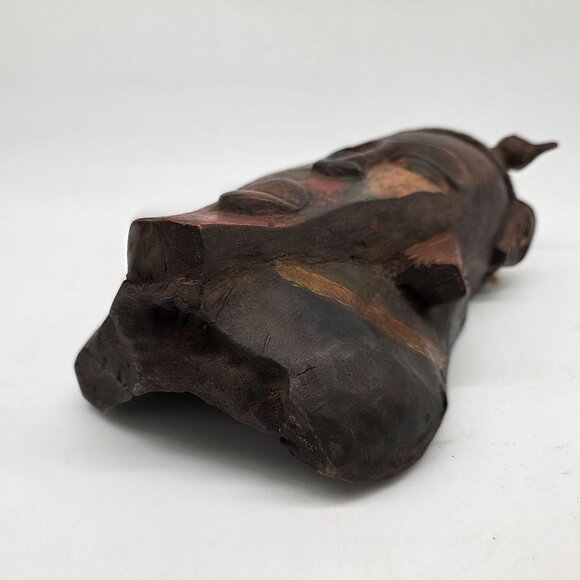 African Tribal Handcarved Wooden Mask With Bird Sculpture Decoration - Picture 9 of 10